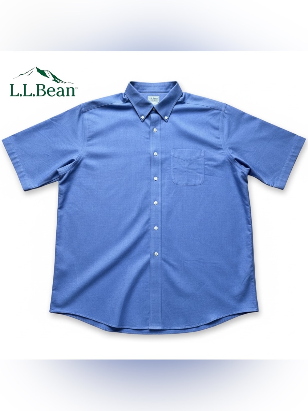 L.L. BEAN Men's Shirt French Blue Short-Sleeve Button Down Oxford NWT | Sz 18R